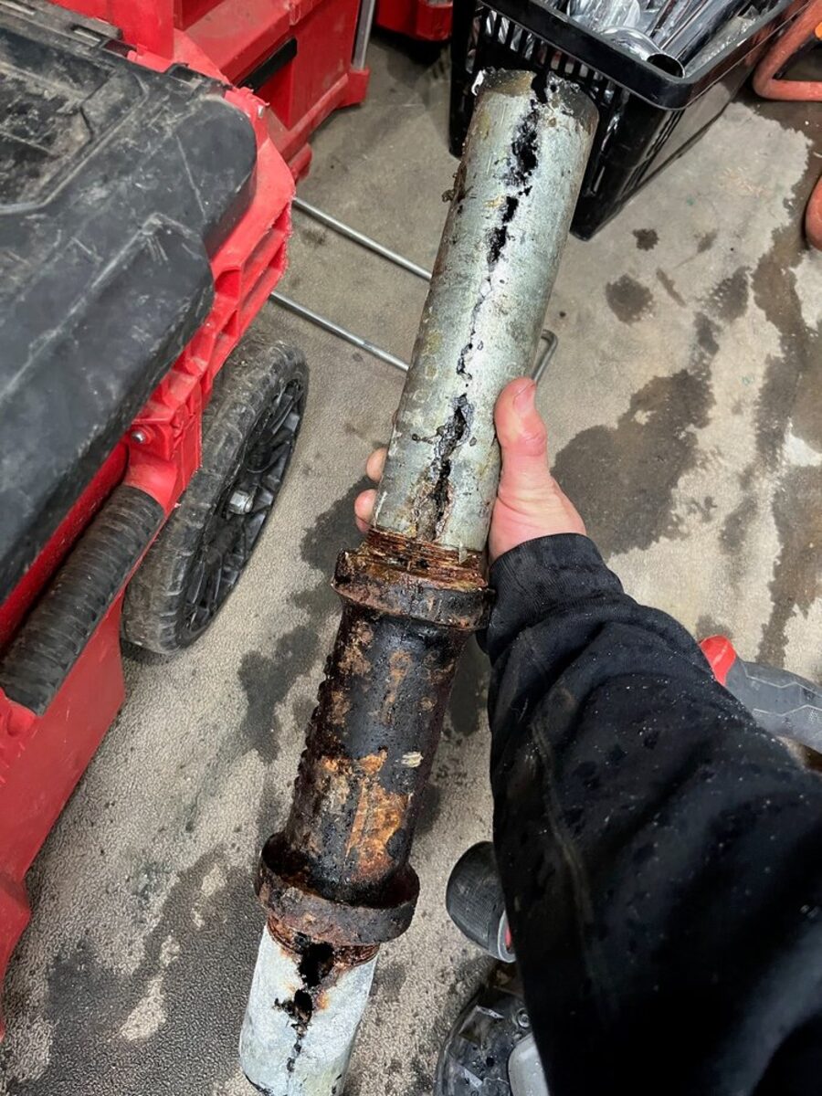 Old corroded galvanized pipe removed from a Bakersfield home by 5 Star Plumbing Bakersfield technicians